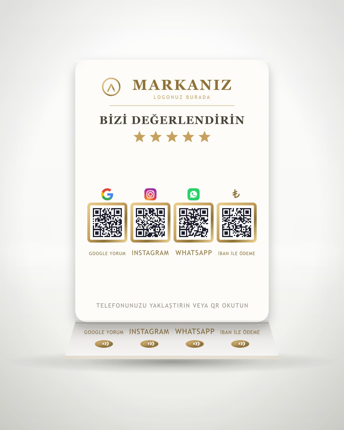 Dijital Pleksi Stand — 4 QR + 4 NFC