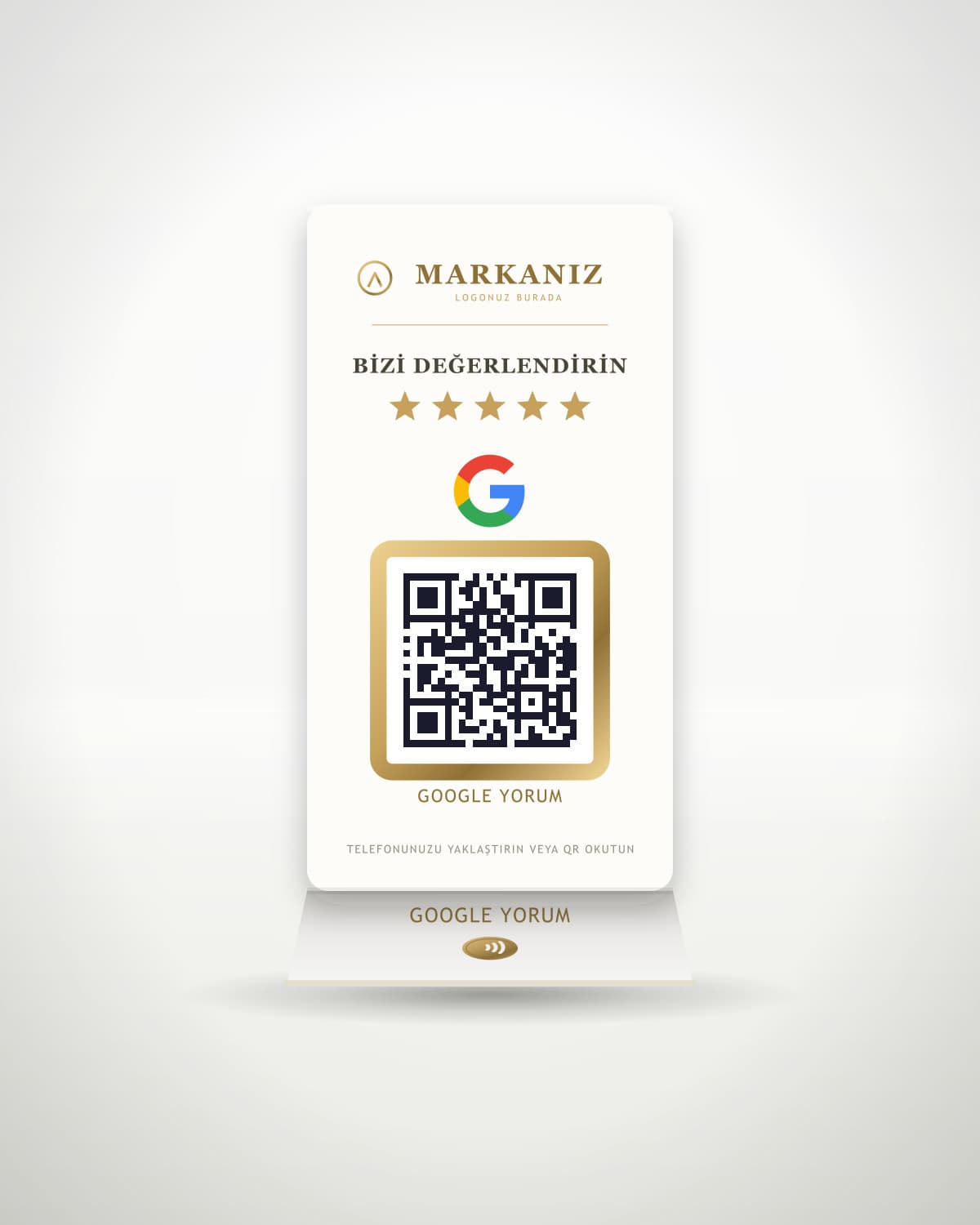 Dijital Pleksi Stand — 1 QR + 1 NFC