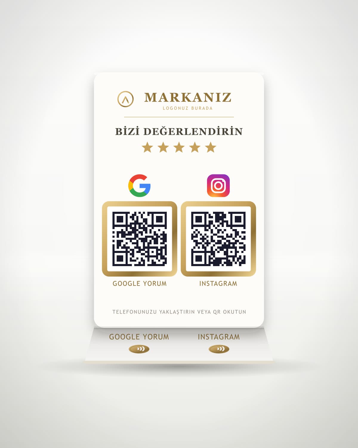 Dijital Pleksi Stand — 2 QR + 2 NFC